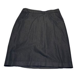 New York & Company A-Line Skirt Women's 6 Black Cotton Stretch Pockets Back Zip